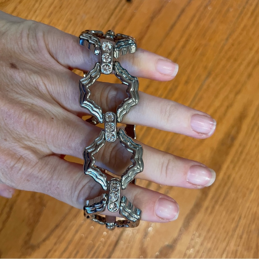 NWT Lia Sophia Stainless Steel & Crystal Spanish Tile Chain Bracelet